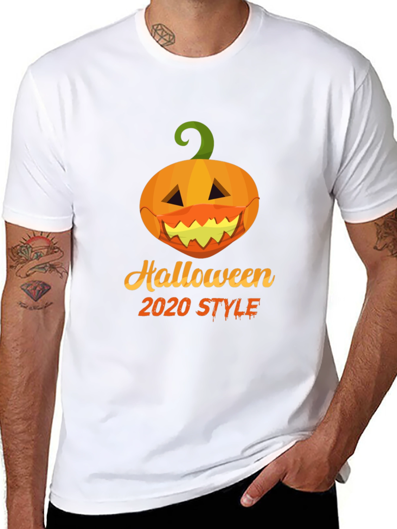 Halloween 2020 Style Pumpkin Face Mask T-Shirt