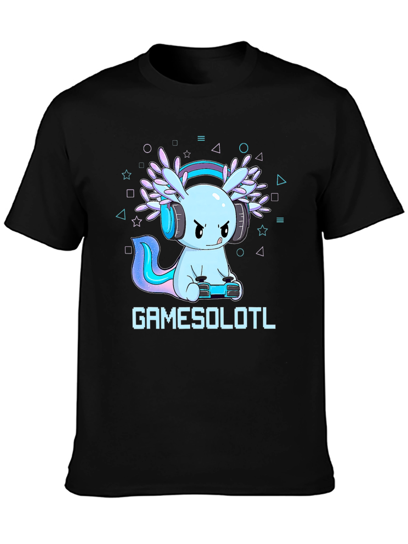 Gamer Axolotl Black Graphic Tee