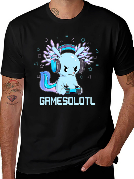 Gamer Axolotl Black Graphic Tee