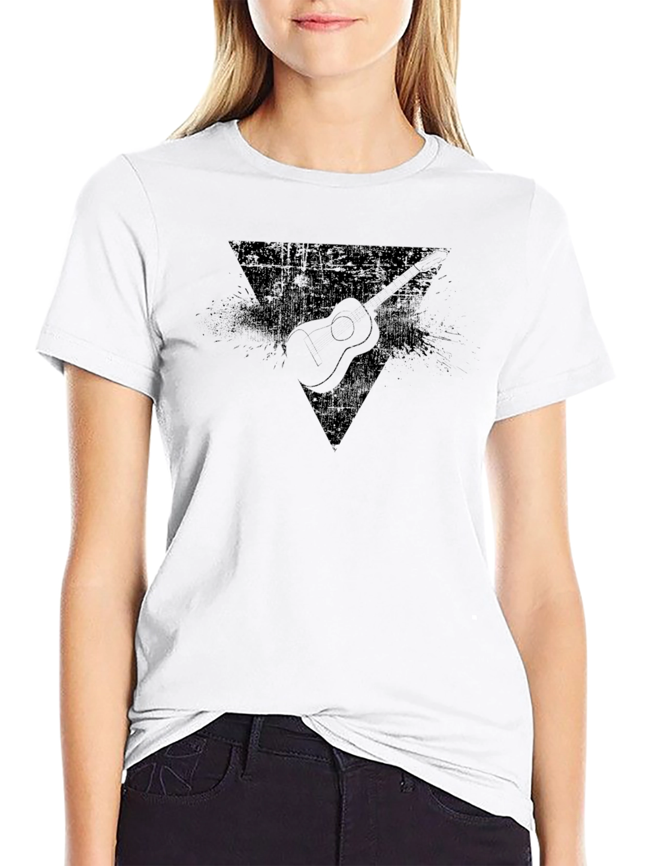 Guitar Triangle Graphic Black T-Shirt