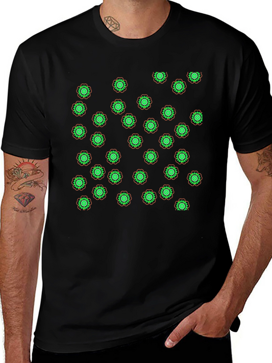 Flower Print Black T-Shirt