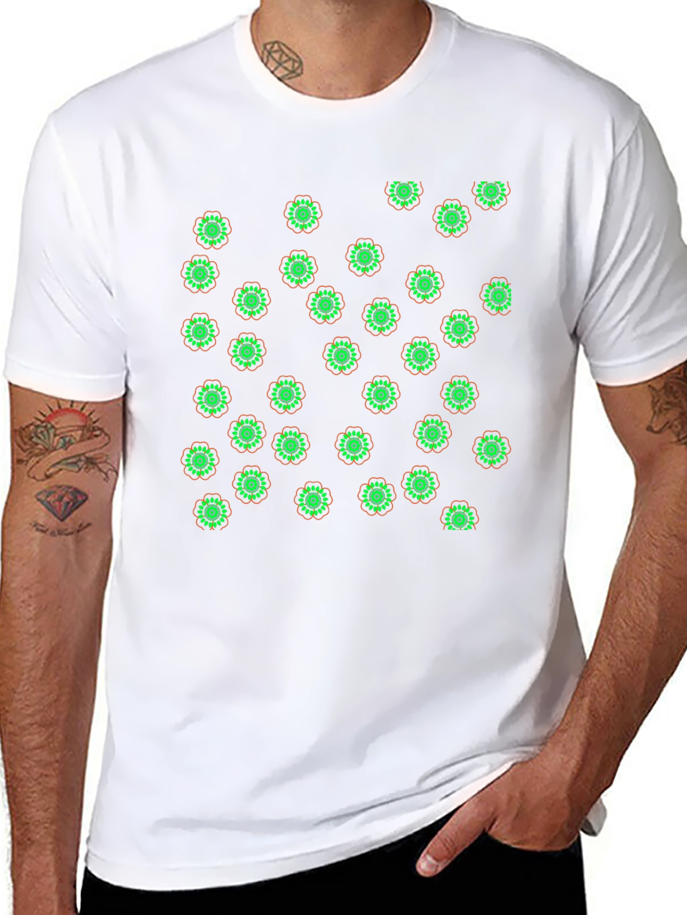 Flower Print Black T-Shirt
