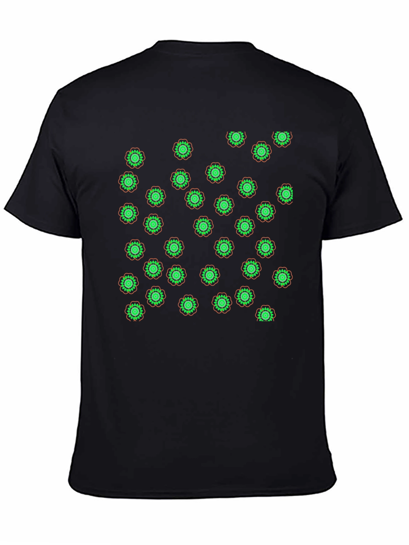 Flower Print Black T-Shirt