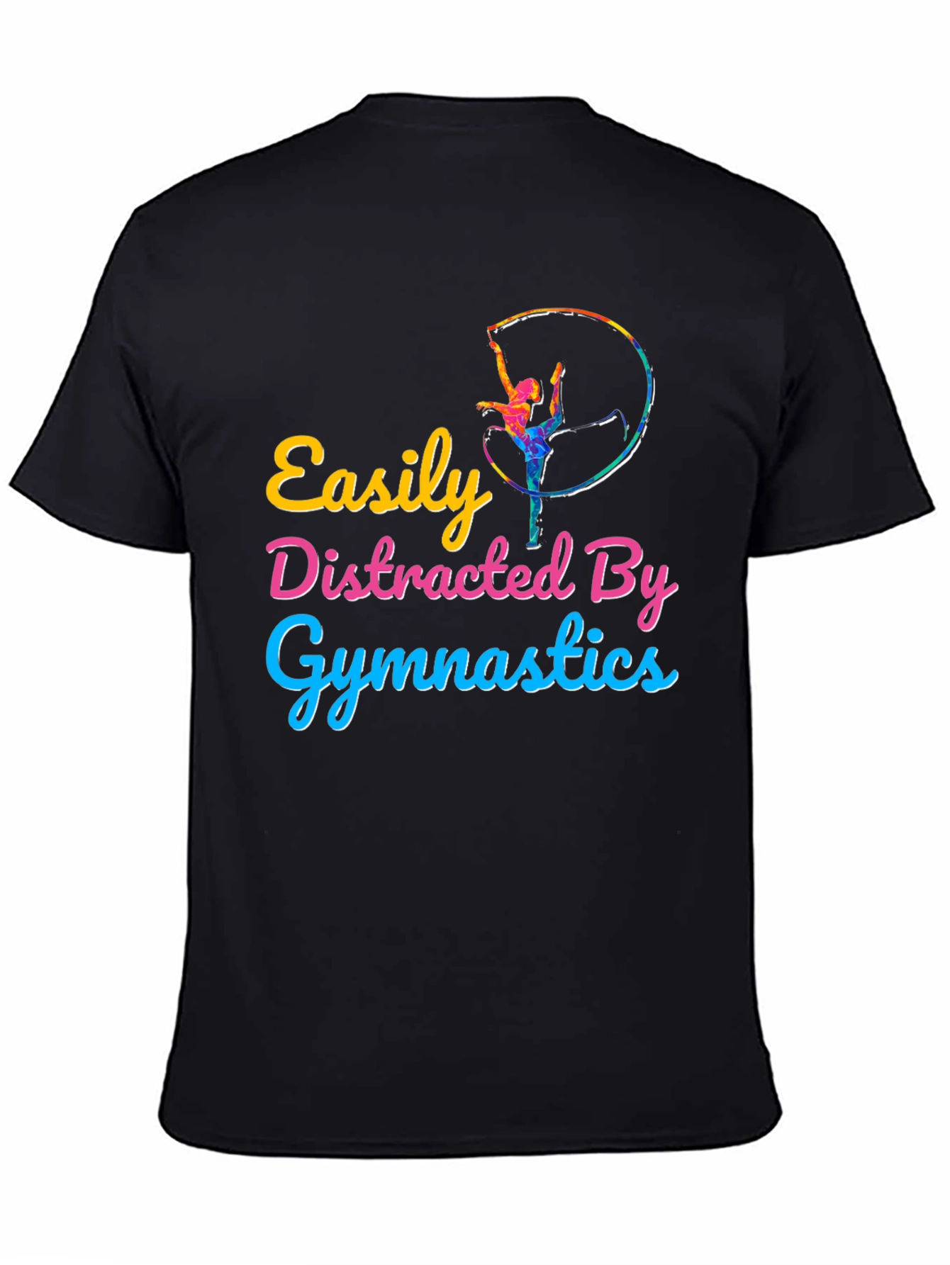 Easily Distracted By Gymnastics Black T-Shirt