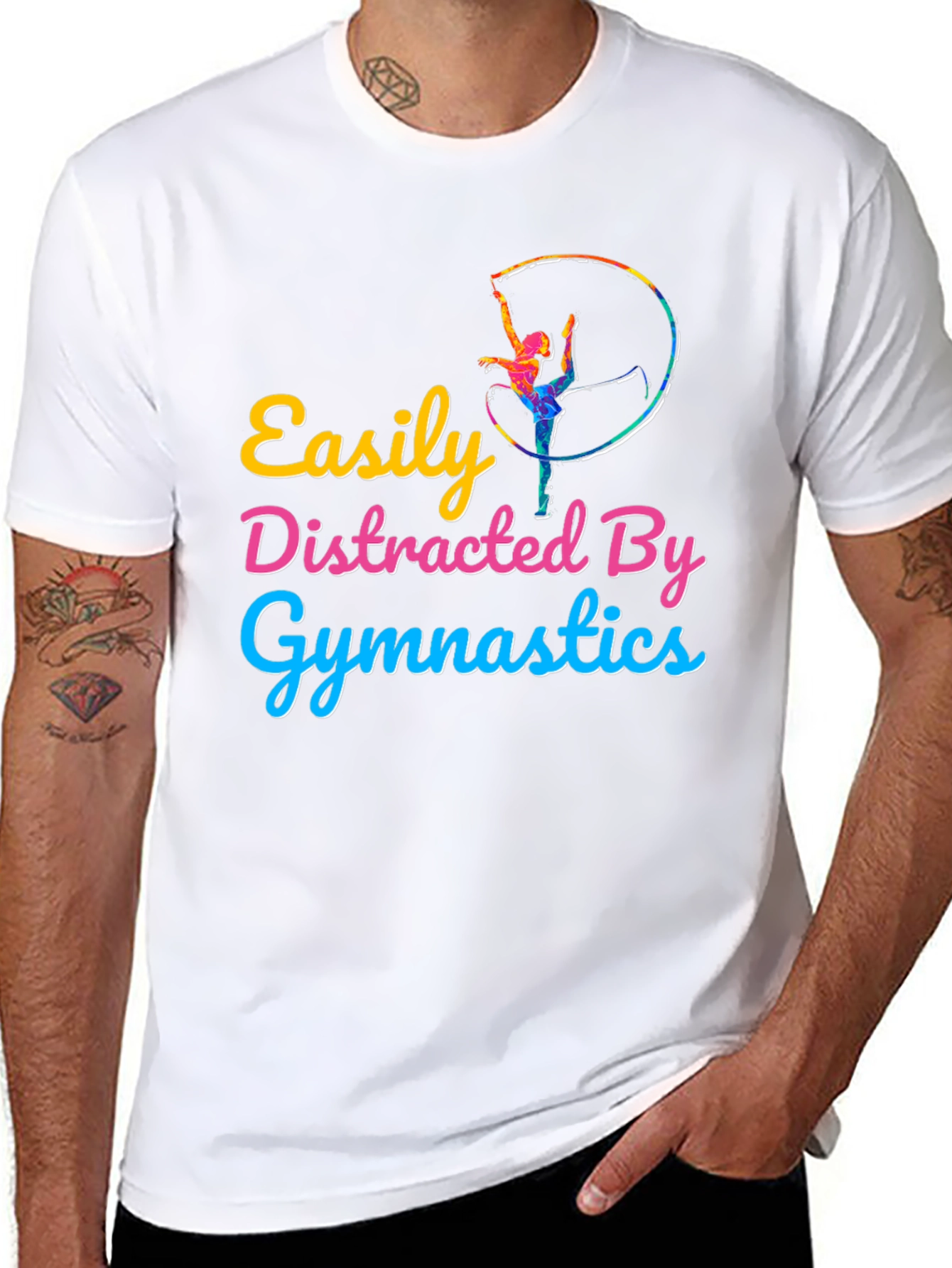 Easily Distracted By Gymnastics Black T-Shirt
