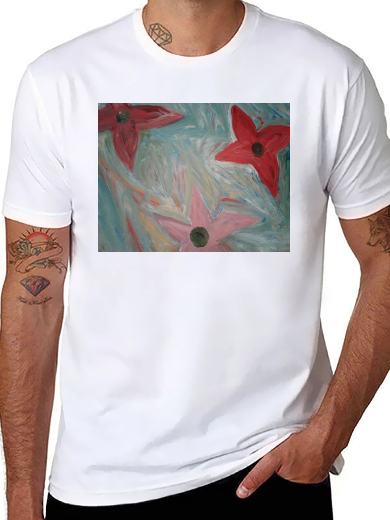 Floral Art Print Tee - Modern Graphic T-Shirt