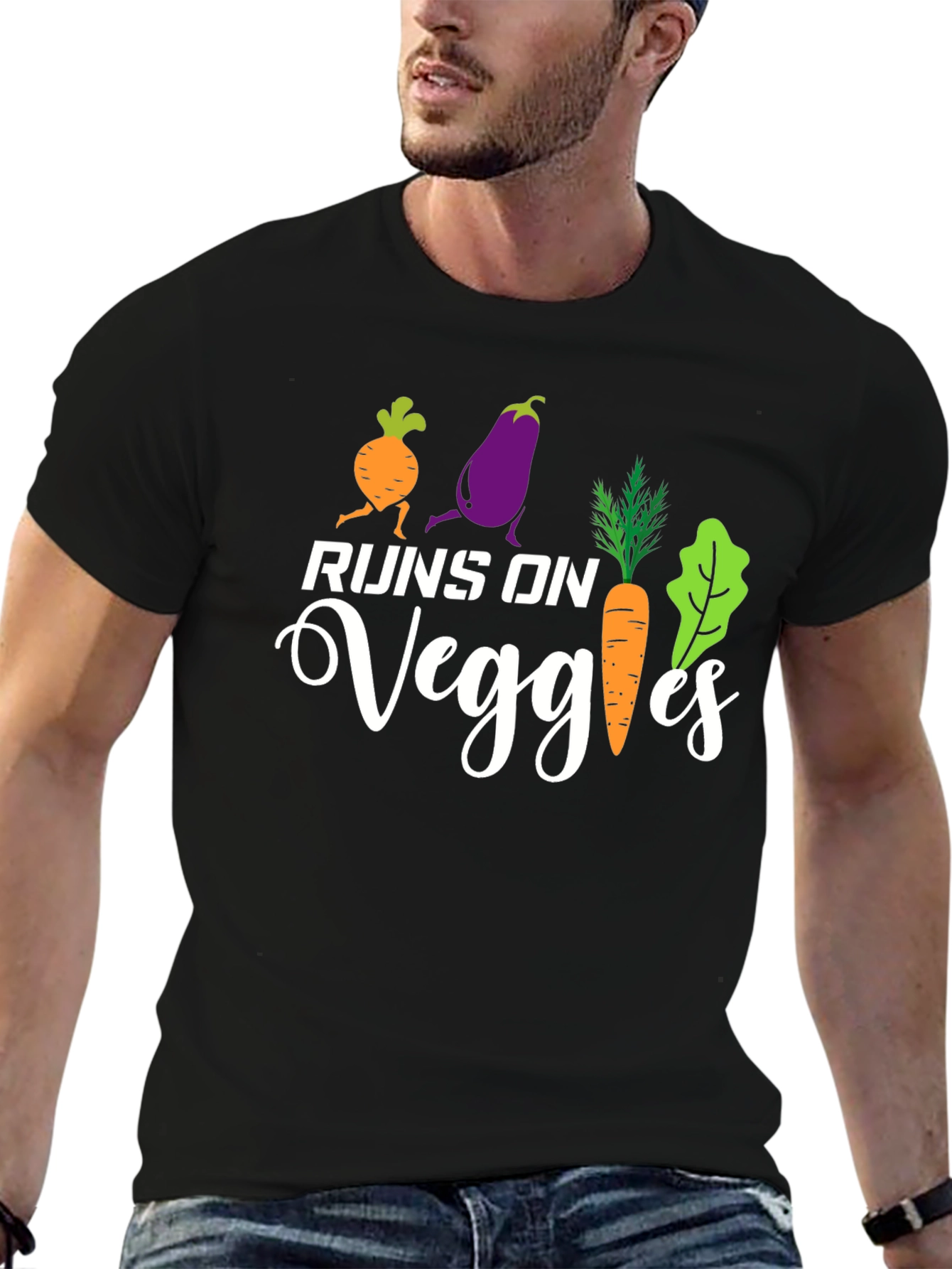 Runs on Veggies T-Shirt Vegan Healthy Food Tee