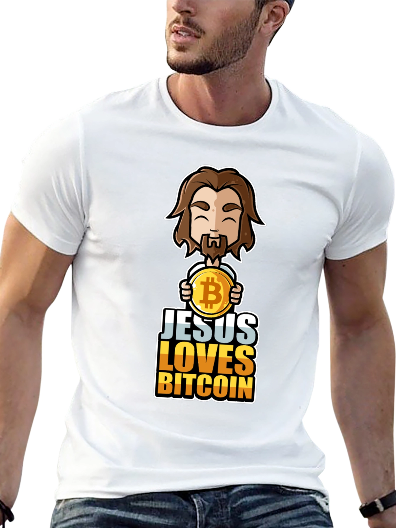 Jesus Loves Bitcoin Graphic Tee