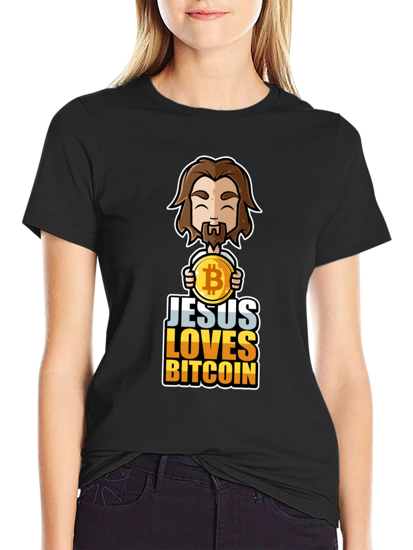 Jesus Loves Bitcoin Graphic Tee