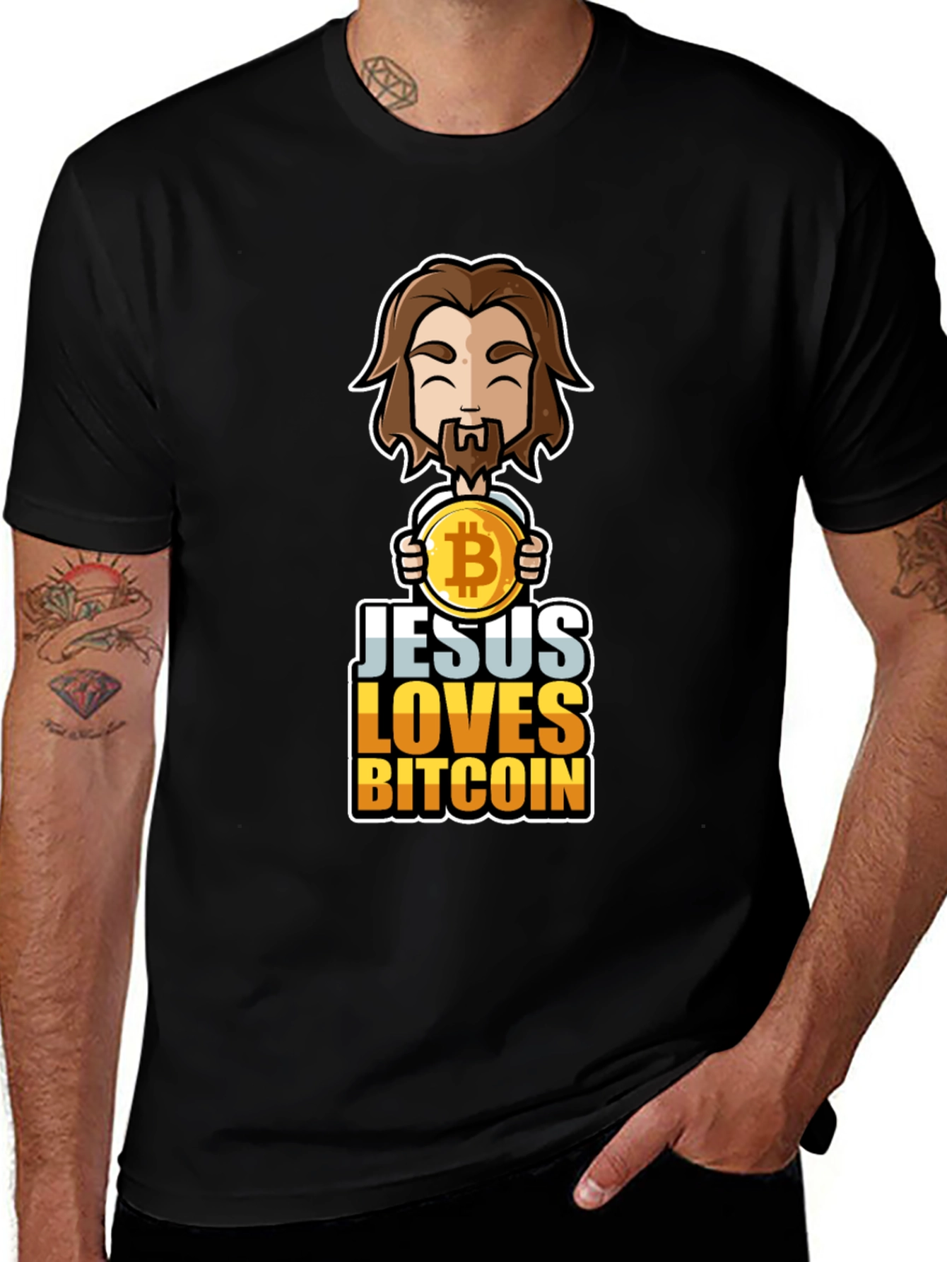 Jesus Loves Bitcoin Graphic Tee