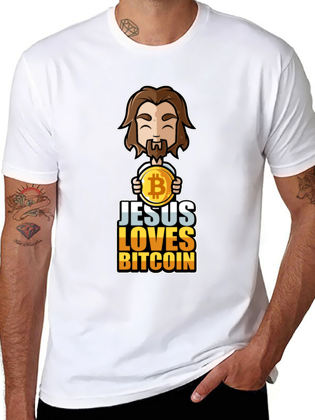 Jesus Loves Bitcoin Graphic Tee