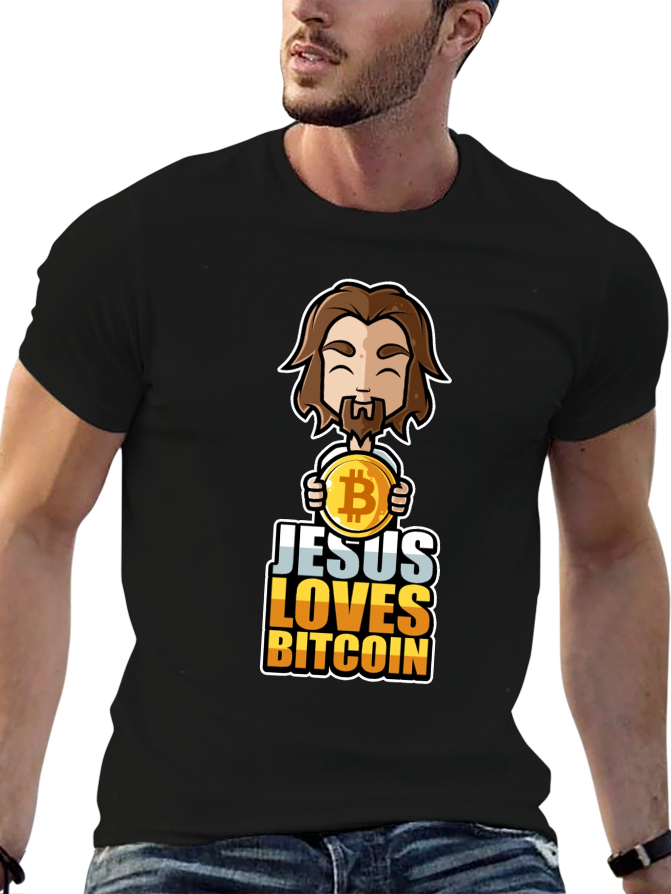 Jesus Loves Bitcoin Graphic Tee