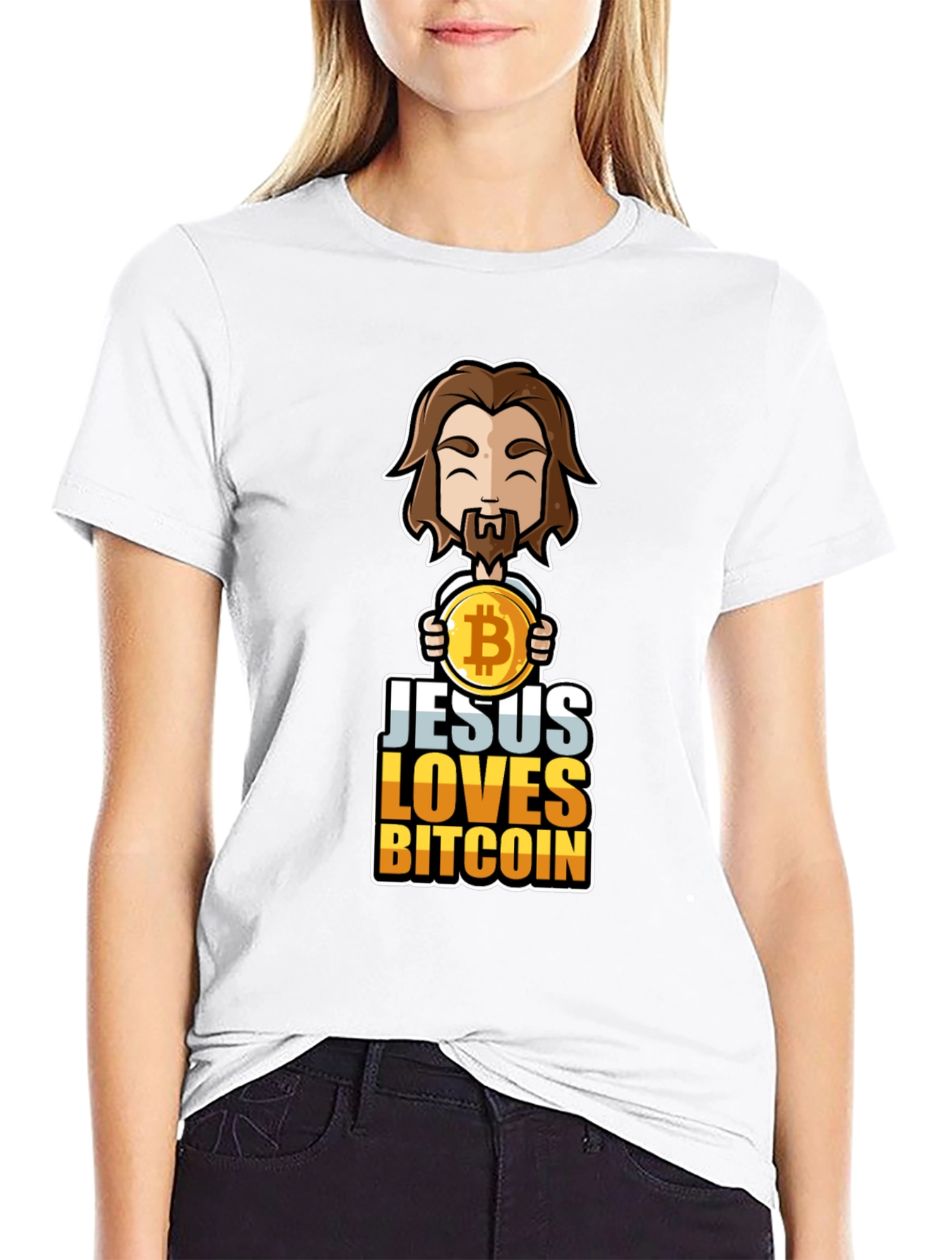 Jesus Loves Bitcoin Graphic Tee