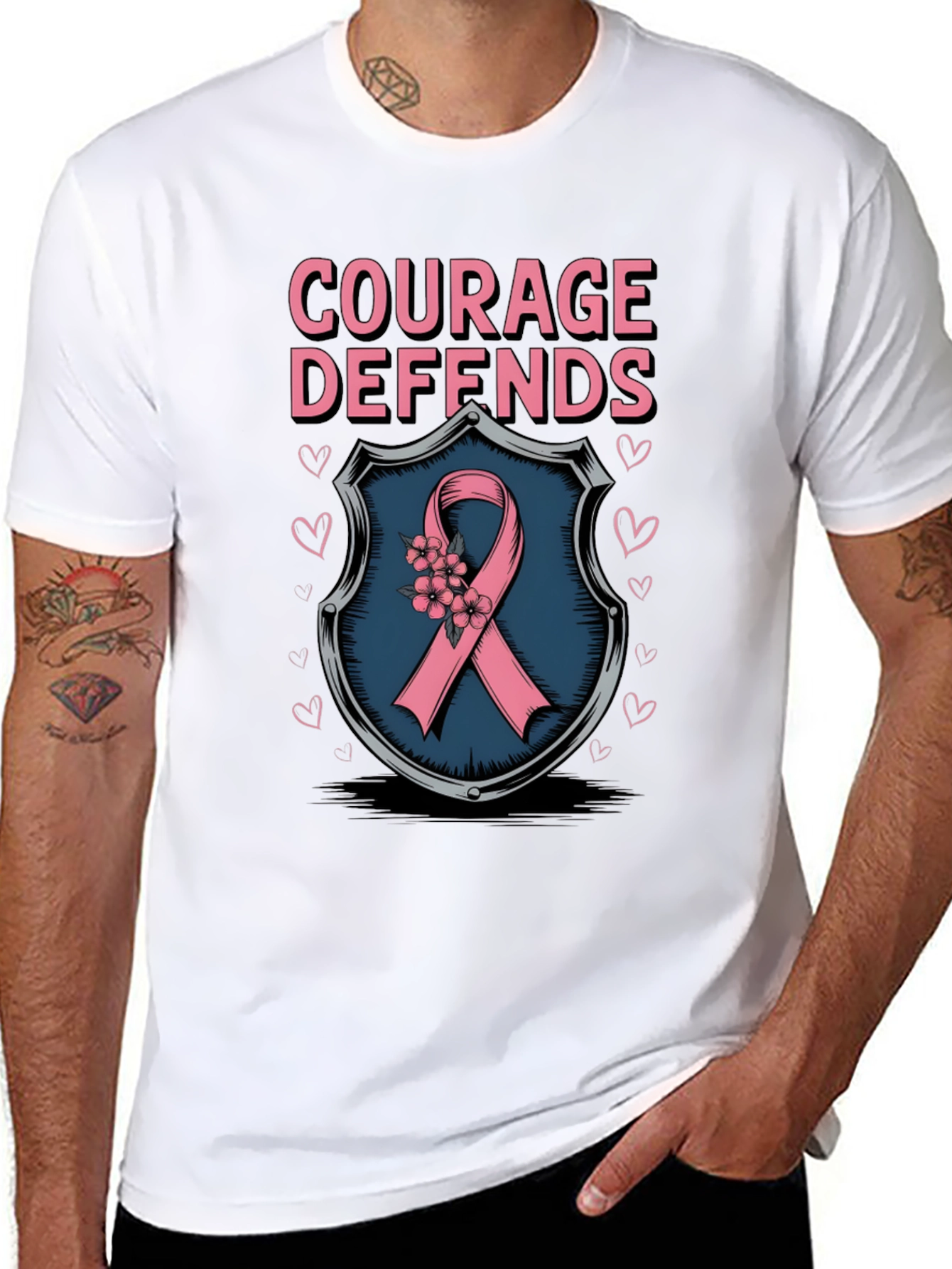Courage Defends Pink Ribbon Graphic T-Shirt