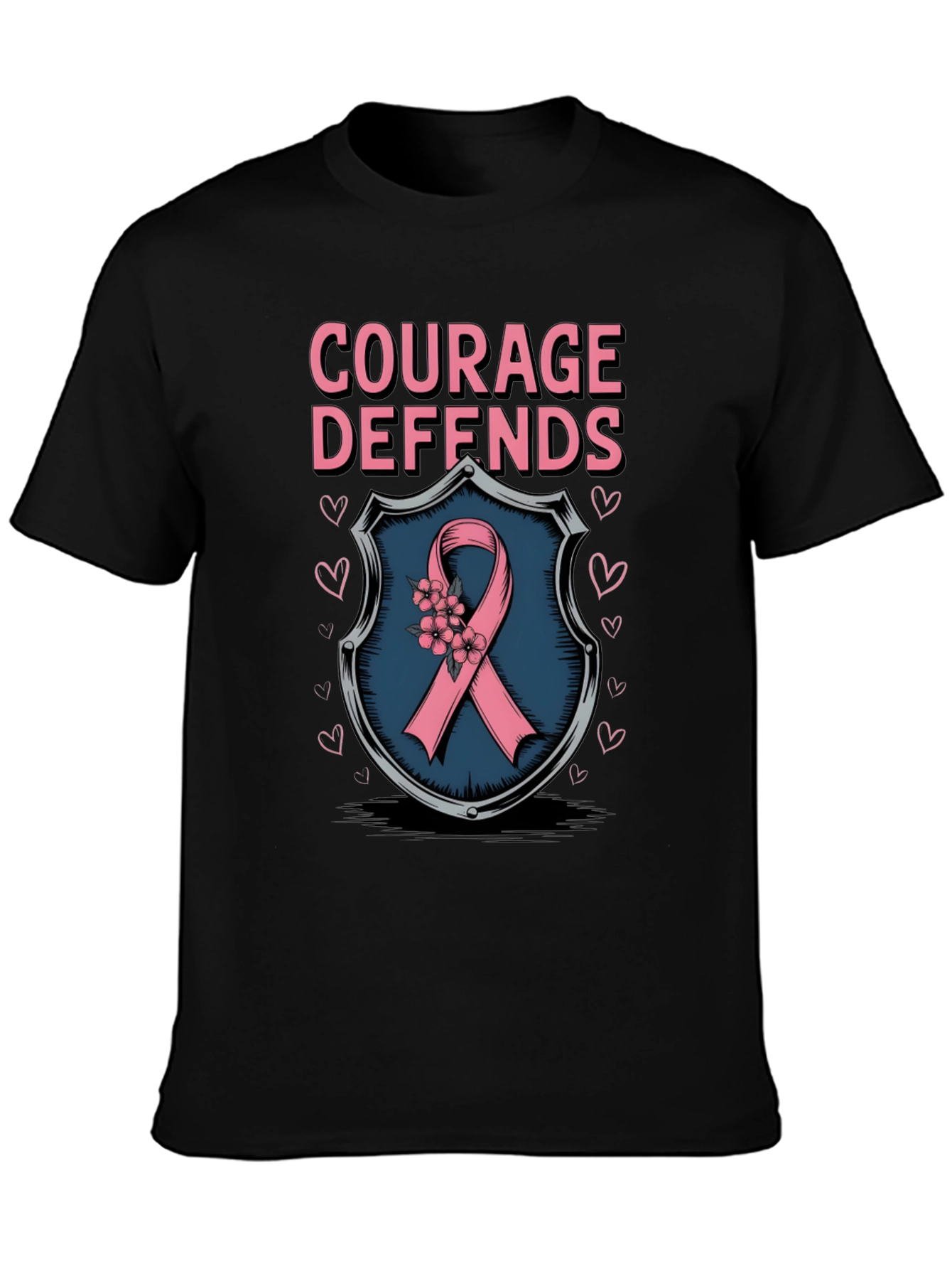 Courage Defends Pink Ribbon Graphic T-Shirt