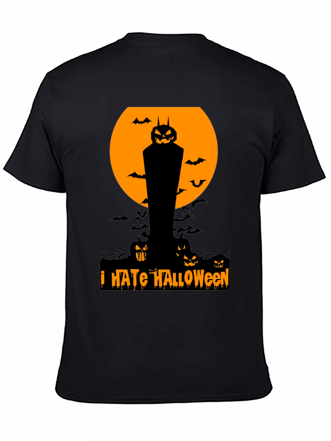 I Hate Halloween T-Shirt Pumpkin Bats Spooky Season Tee
