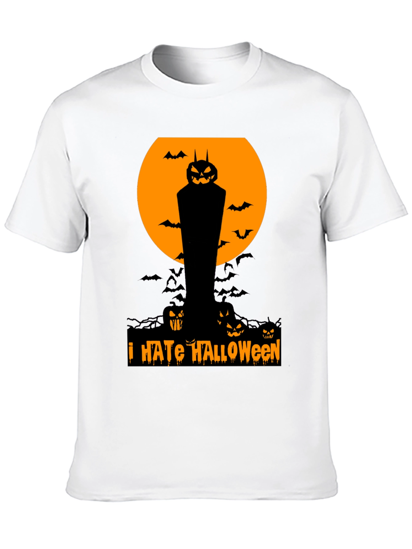 I Hate Halloween T-Shirt Pumpkin Bats Spooky Season Tee