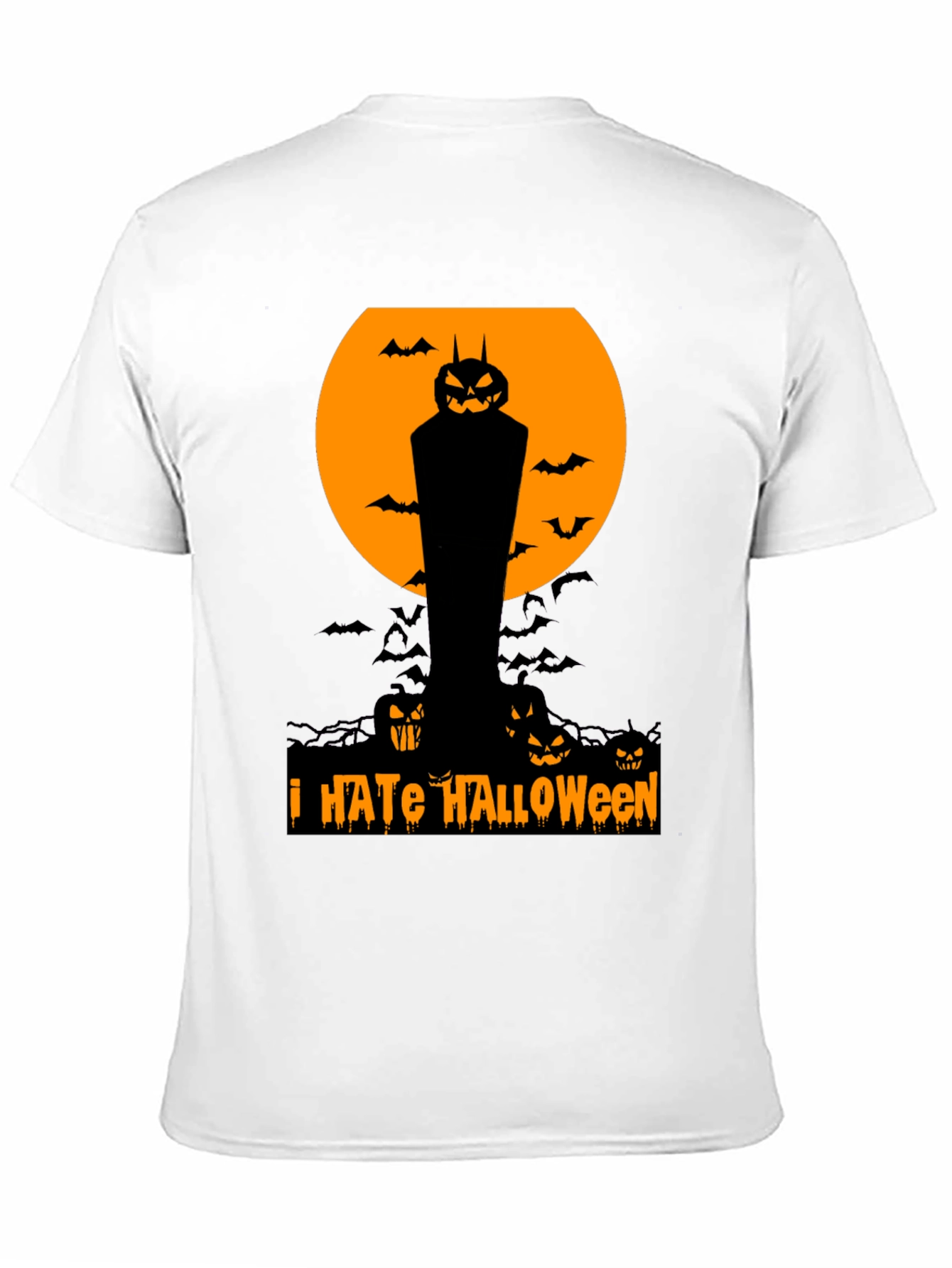I Hate Halloween T-Shirt Pumpkin Bats Spooky Season Tee
