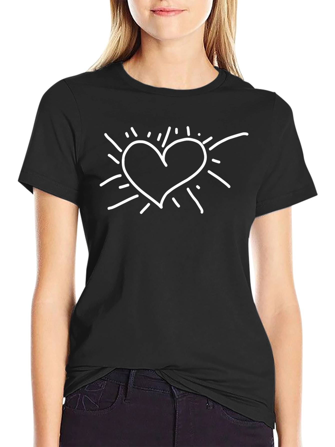 Heart Burst Graphic Tee - Classic Black
