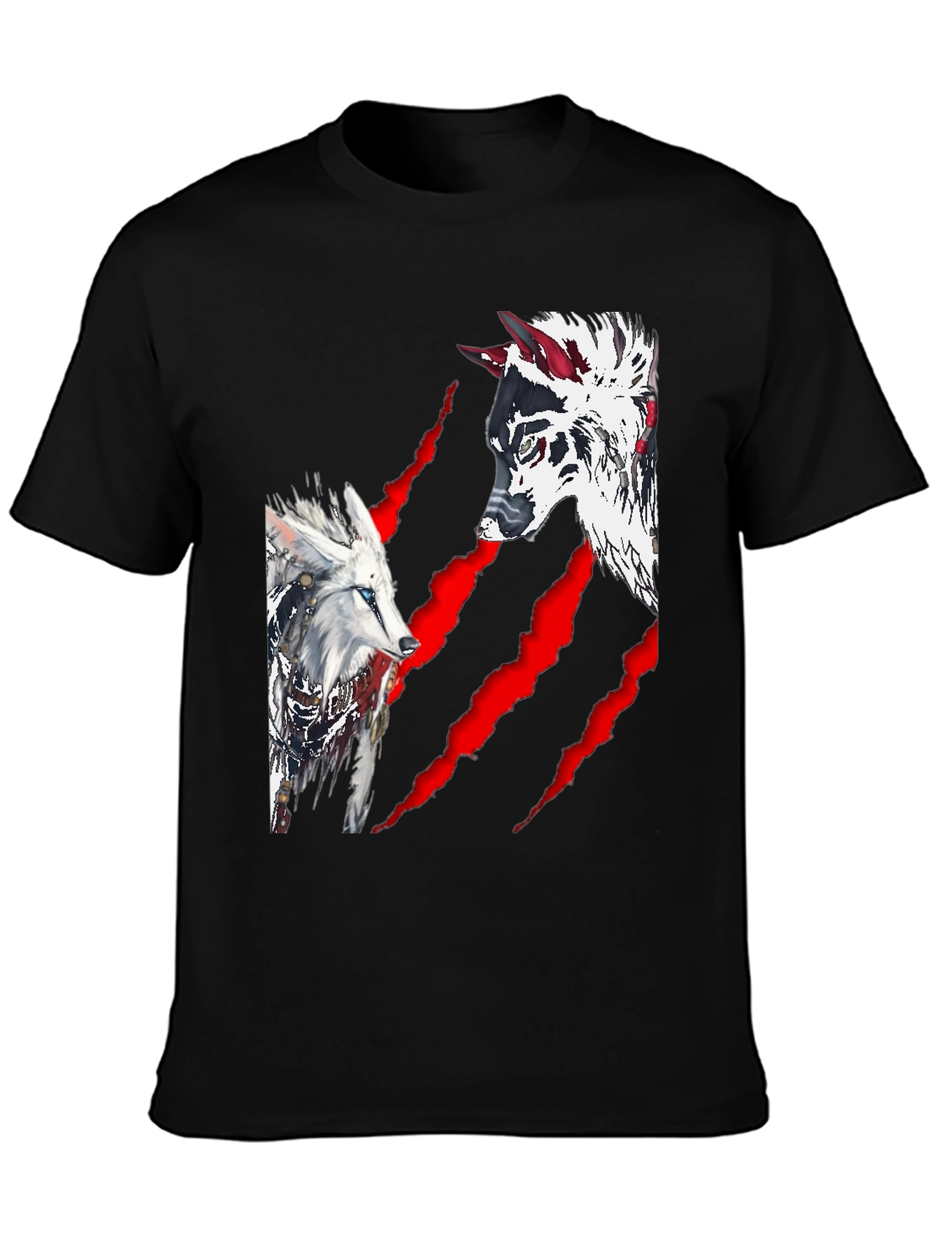 Wolf Graphic Print Crew Neck T-Shirt