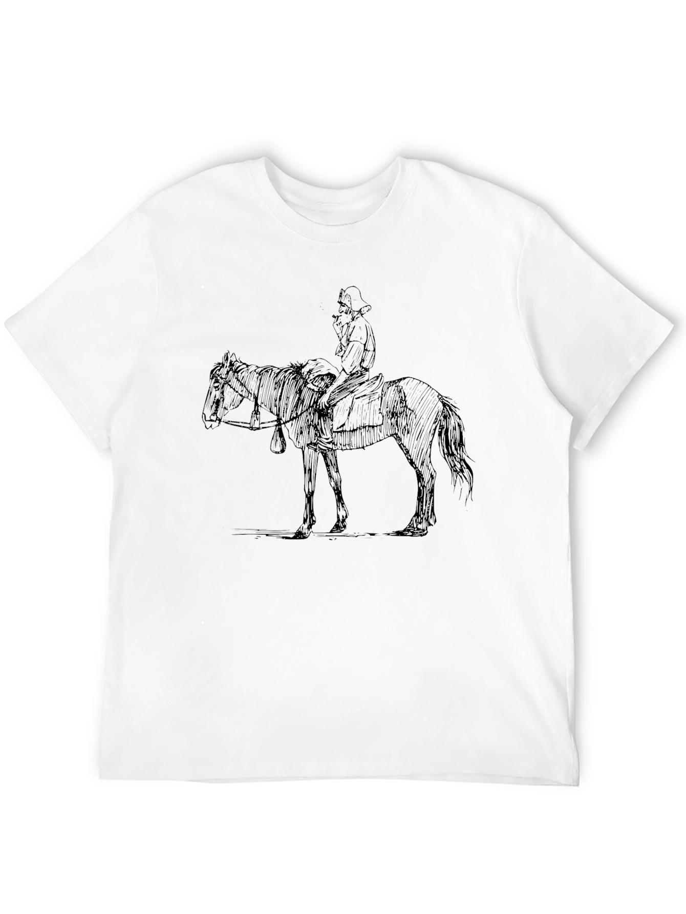 Cowboy Sketch Graphic Tee - Black Cotton T-Shirt