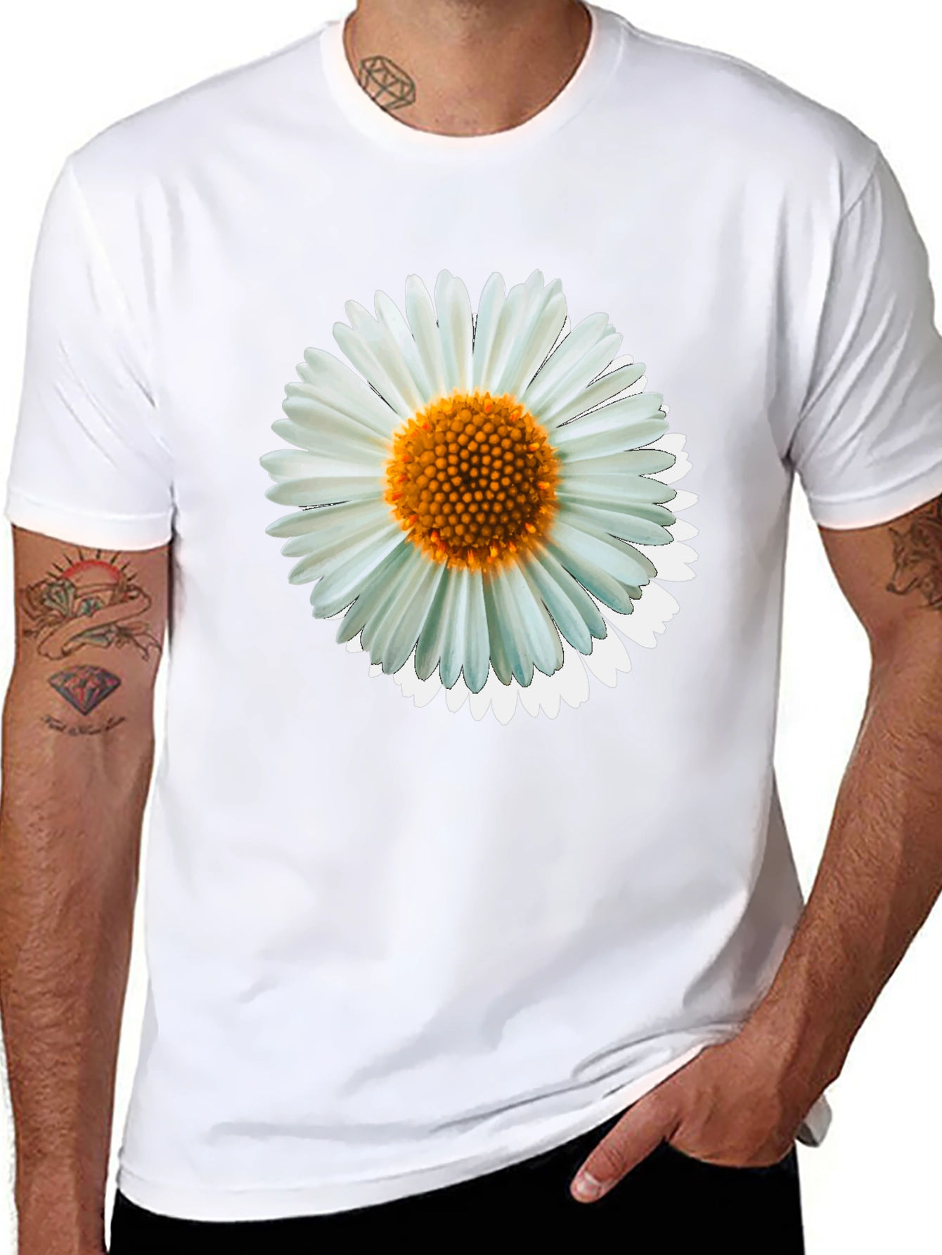 Daisy Graphic Tee - Black Cotton Casual Shirt