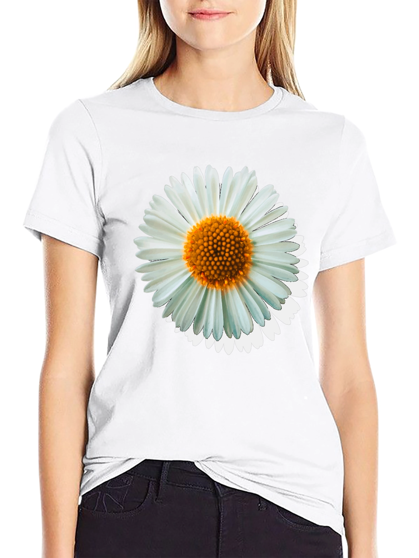 Daisy Graphic Tee - Black Cotton Casual Shirt