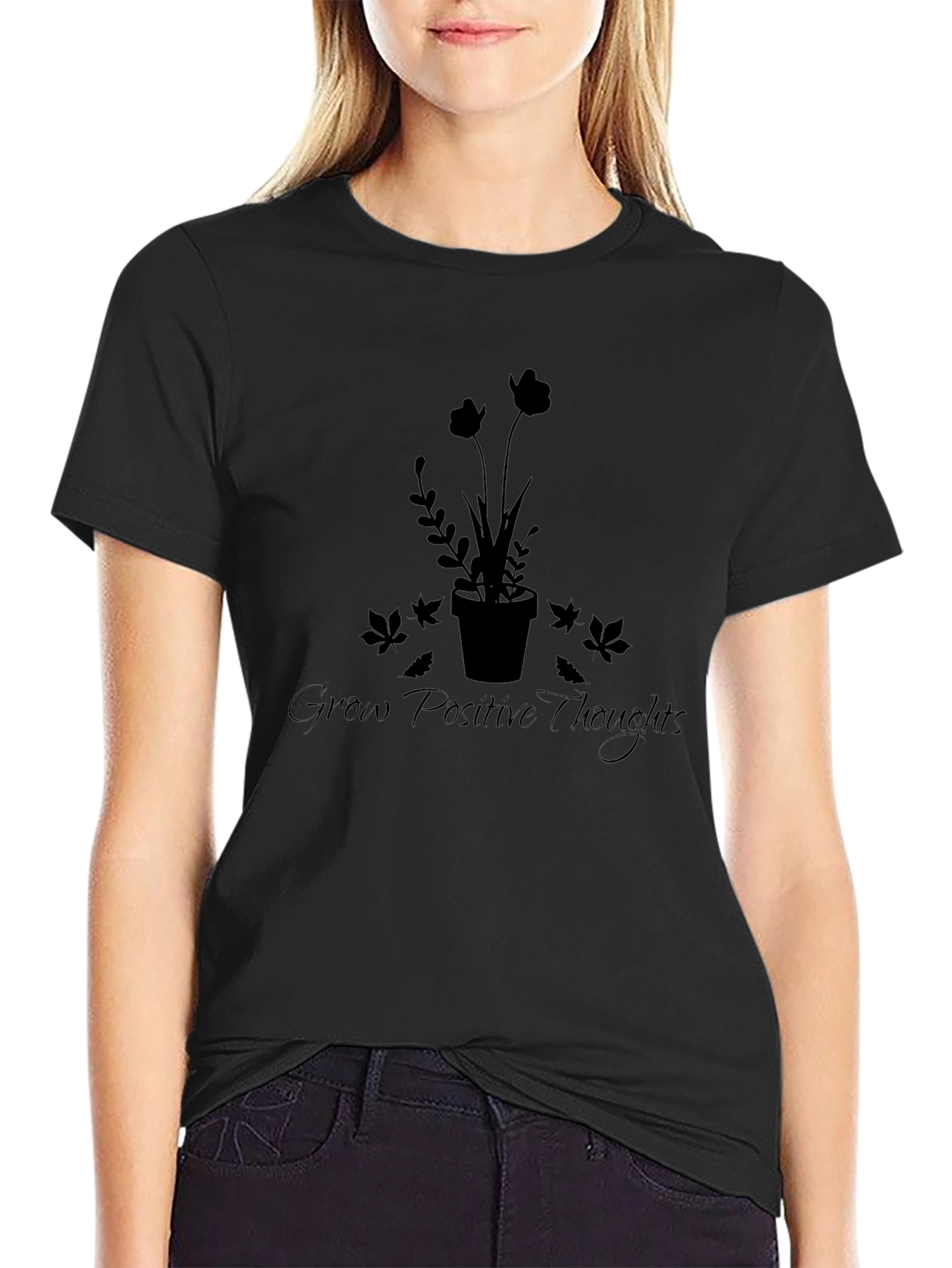 Grow Positive Thoughts T-Shirt - Black Graphic Tee