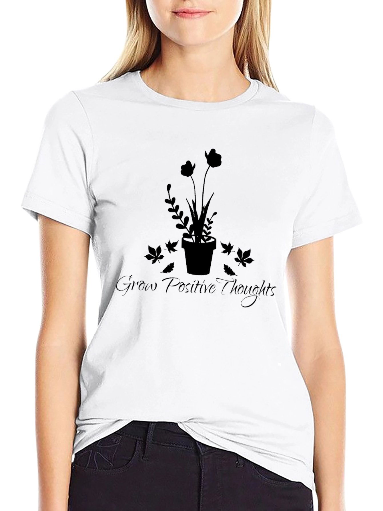 Grow Positive Thoughts T-Shirt - Black Graphic Tee