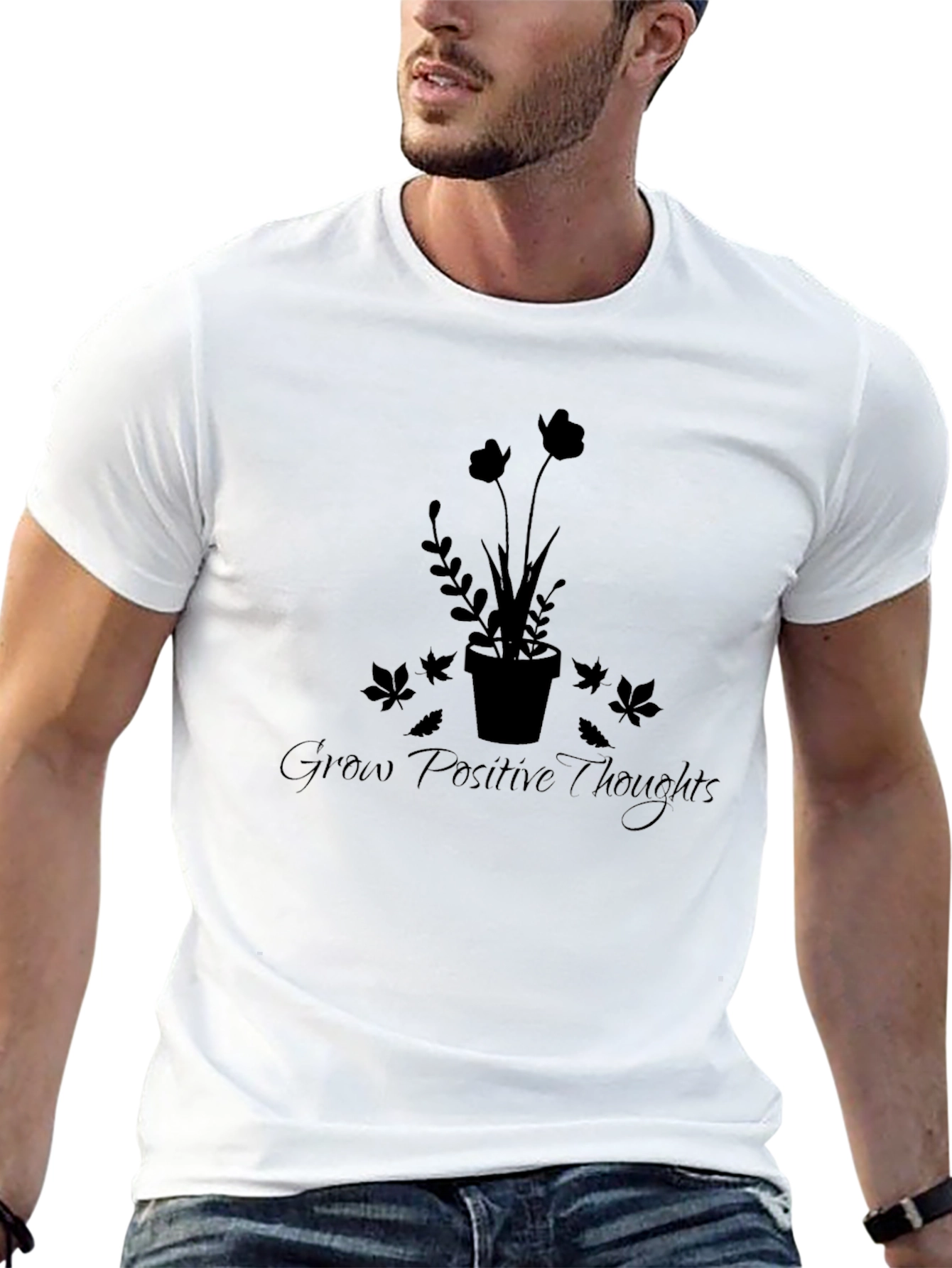 Grow Positive Thoughts T-Shirt - Black Graphic Tee