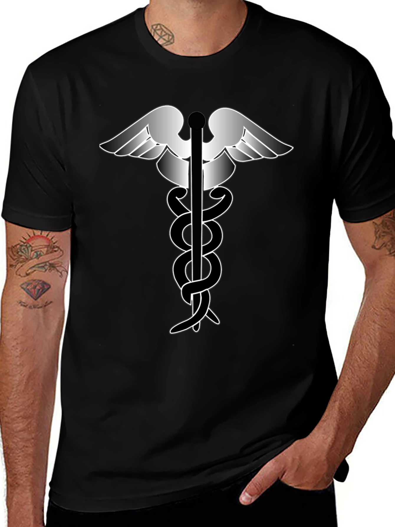 Caduceus Medical Symbol Black T-Shirt