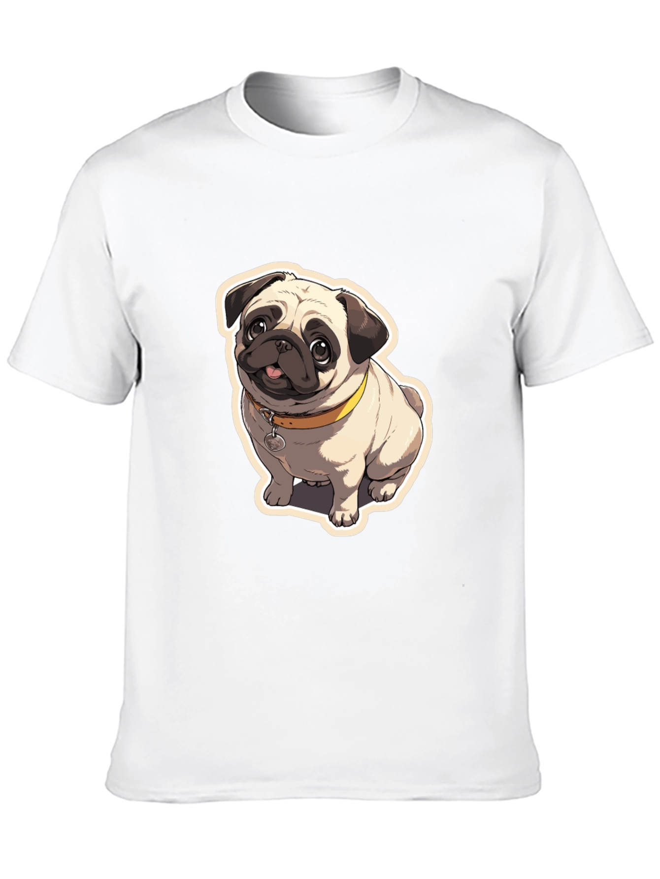 Pug Cartoon Graphic Black T-Shirt