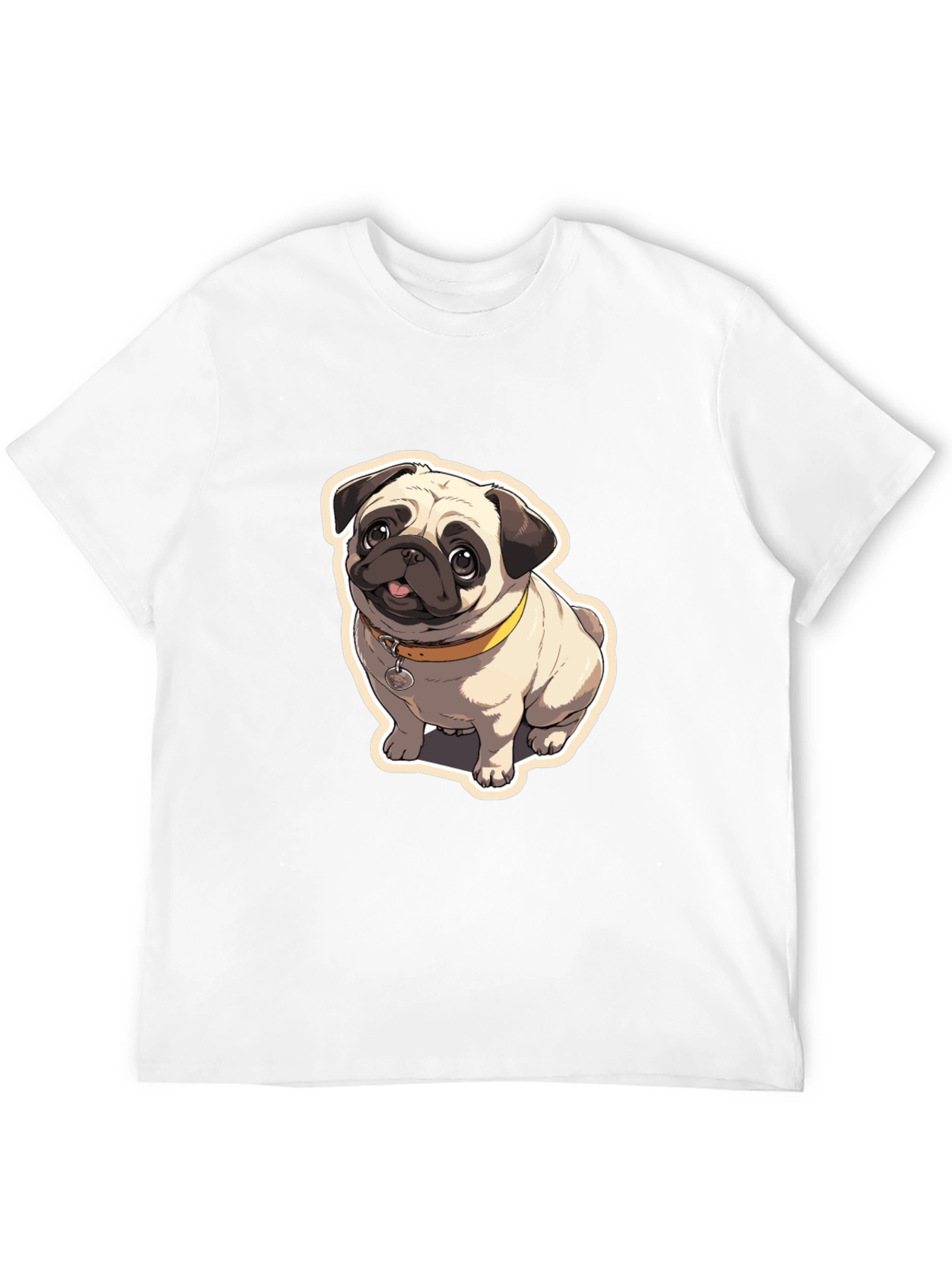 Pug Cartoon Graphic Black T-Shirt