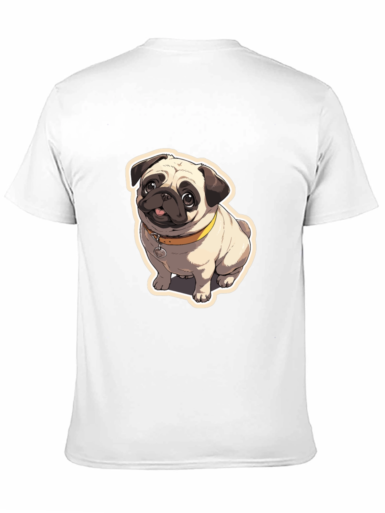 Pug Cartoon Graphic Black T-Shirt