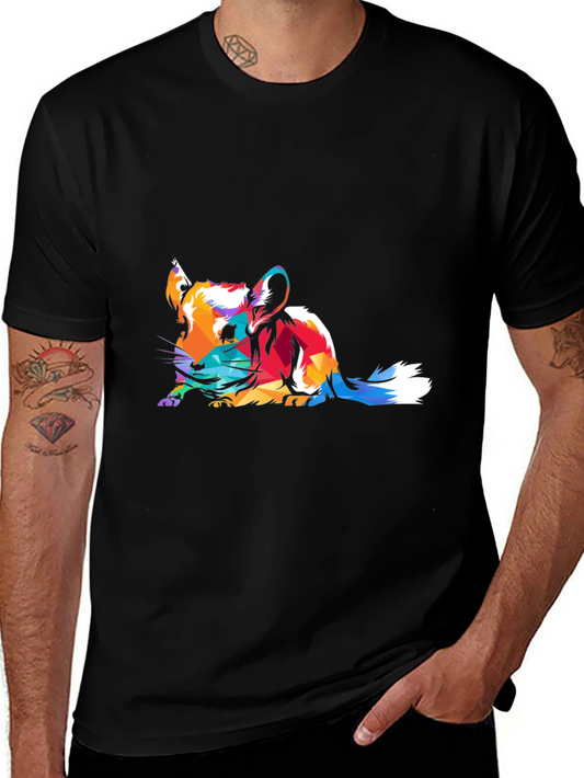 Abstract Chinchilla Graphic Black T-Shirt