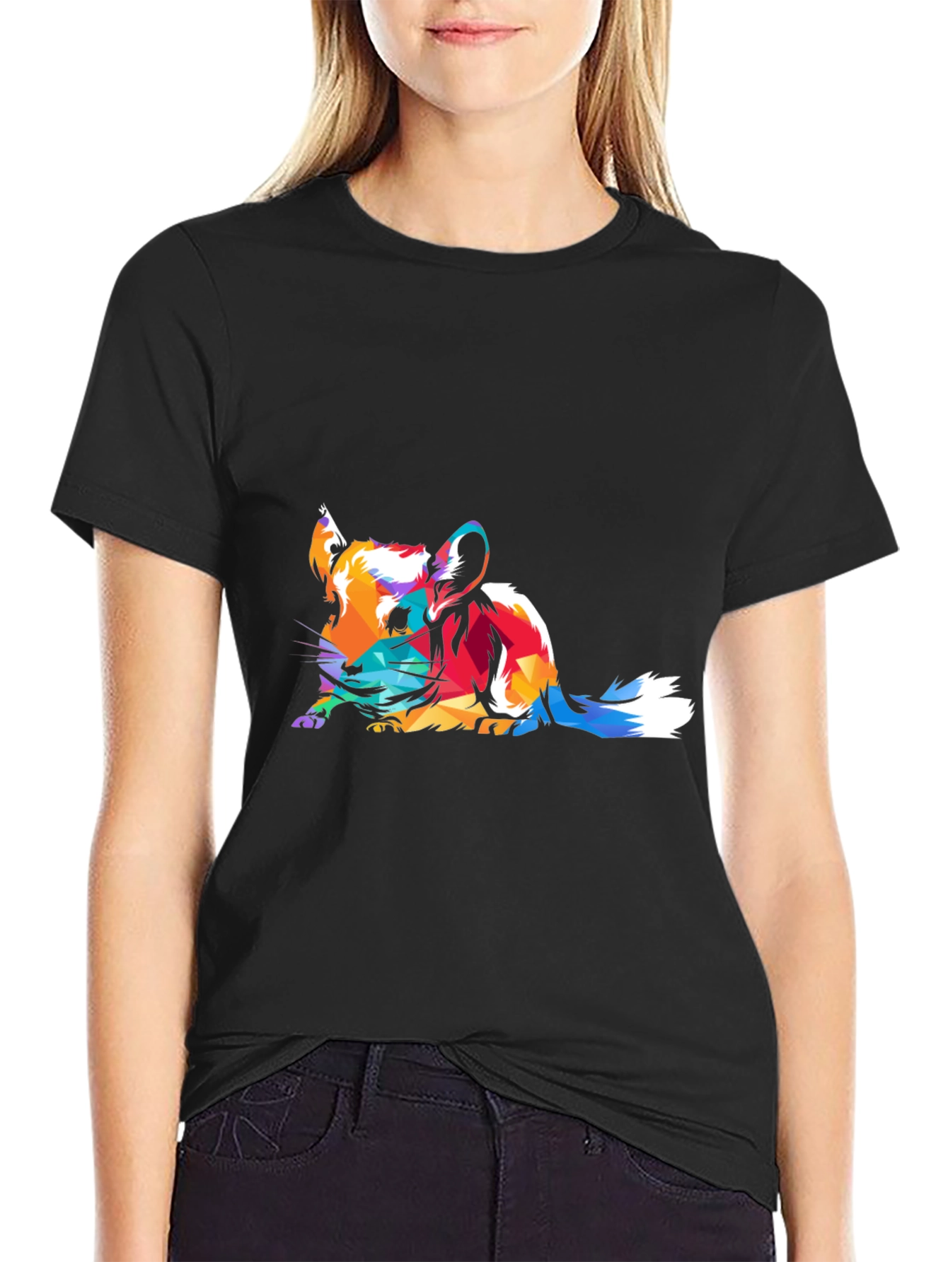 Abstract Chinchilla Graphic Black T-Shirt