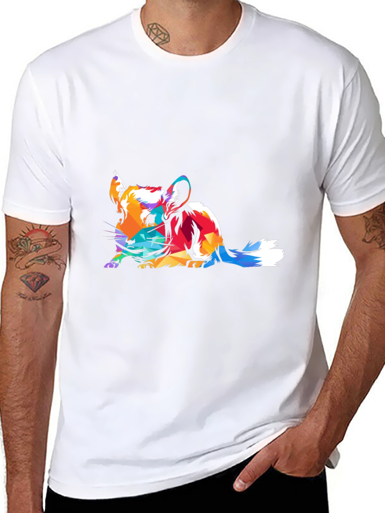 Abstract Chinchilla Graphic Black T-Shirt