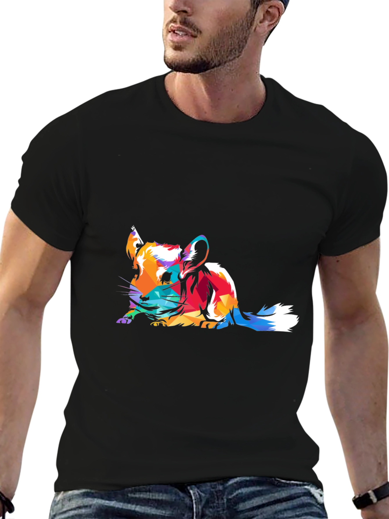 Abstract Chinchilla Graphic Black T-Shirt