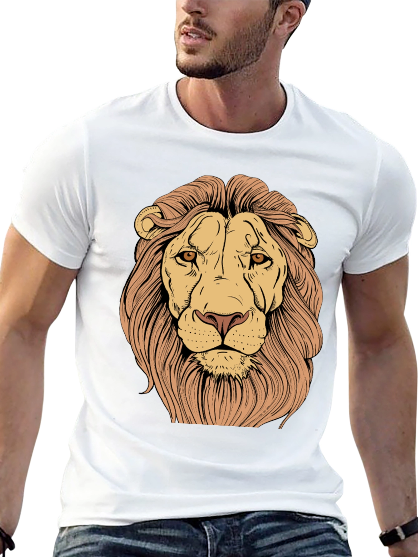 Lion Graphic Print Tee - Black