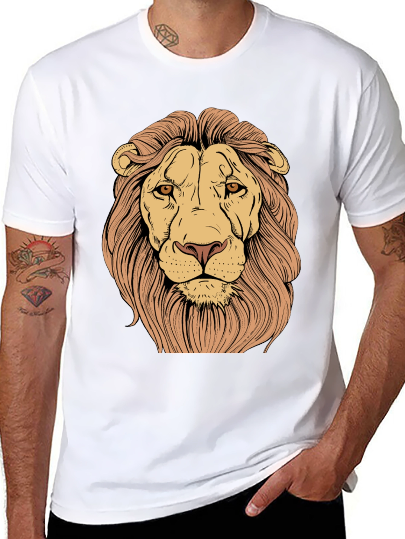 Lion Graphic Print Tee - Black