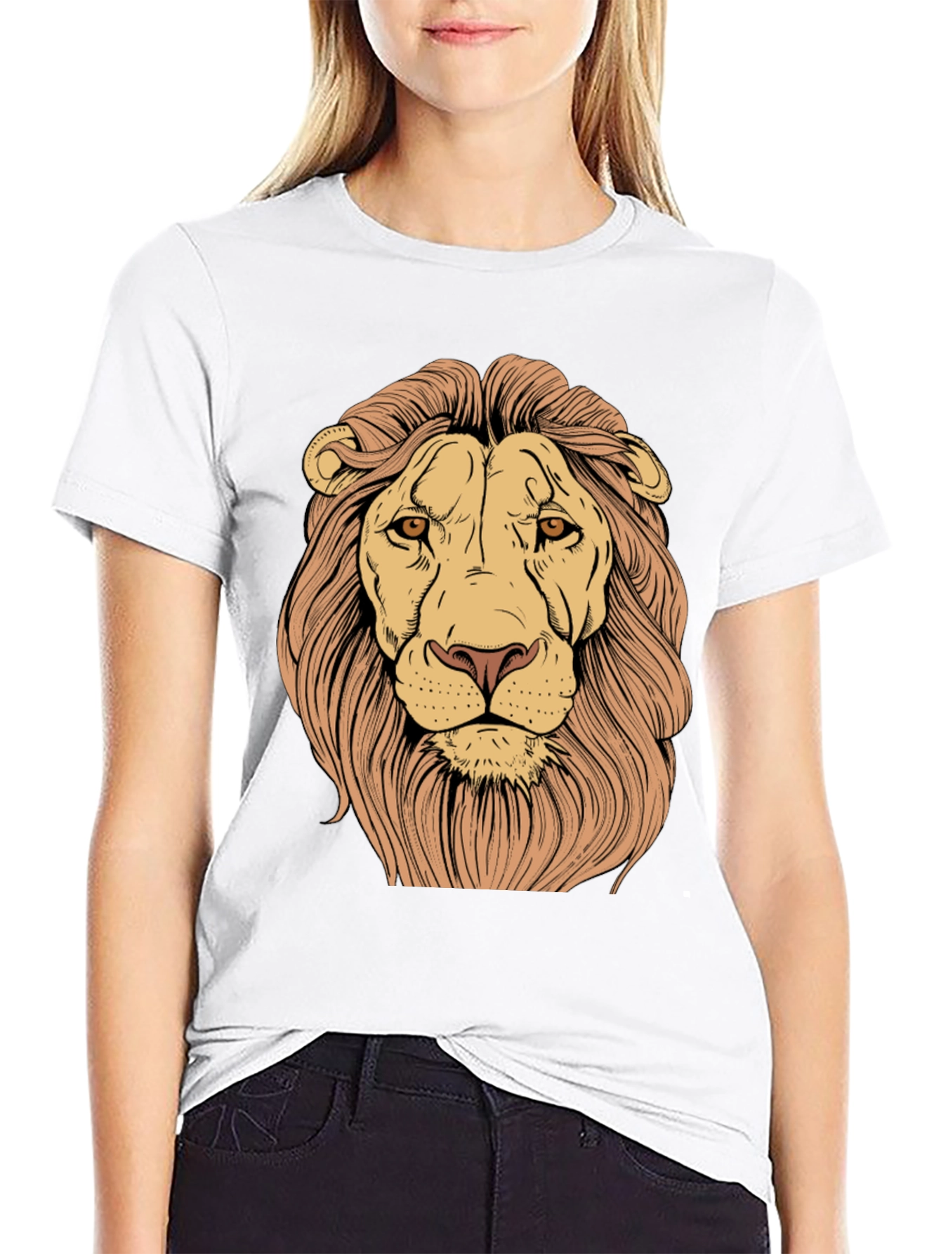 Lion Graphic Print Tee - Black