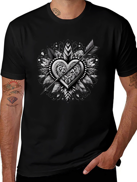 Arrow Heart Graphic Tee - Black Casual Shirt