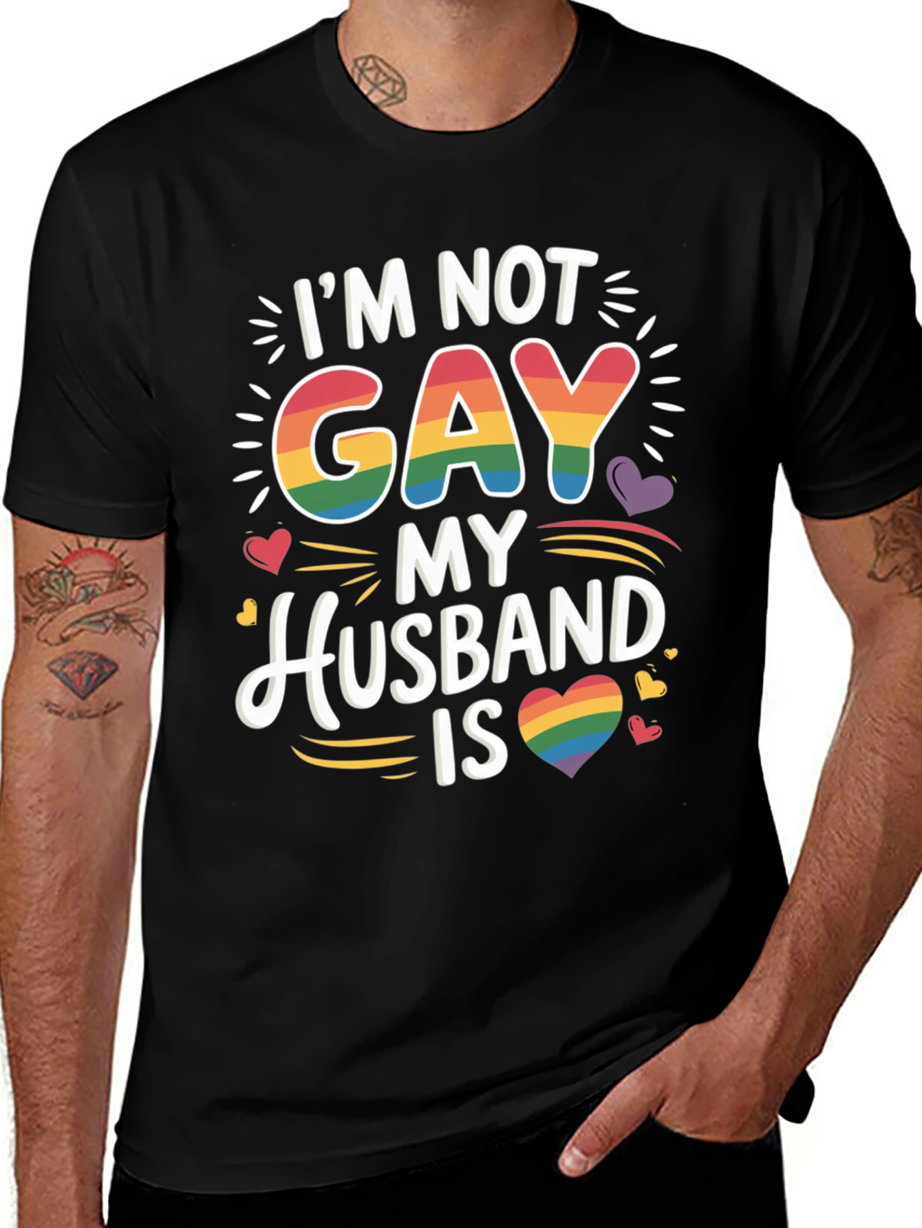 Im Not Gay My Husband Is Pride LGBTQ T-Shirt