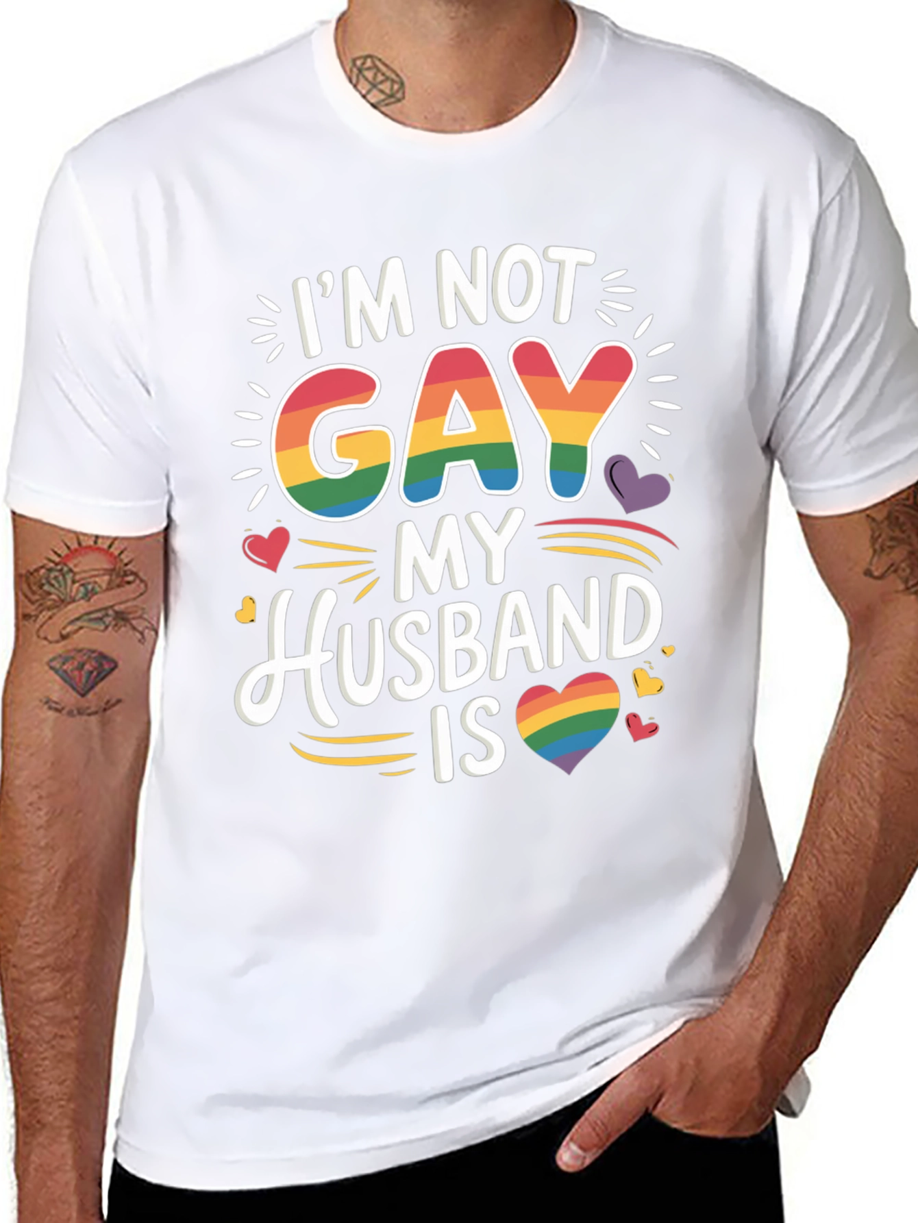 Im Not Gay My Husband Is Pride LGBTQ T-Shirt