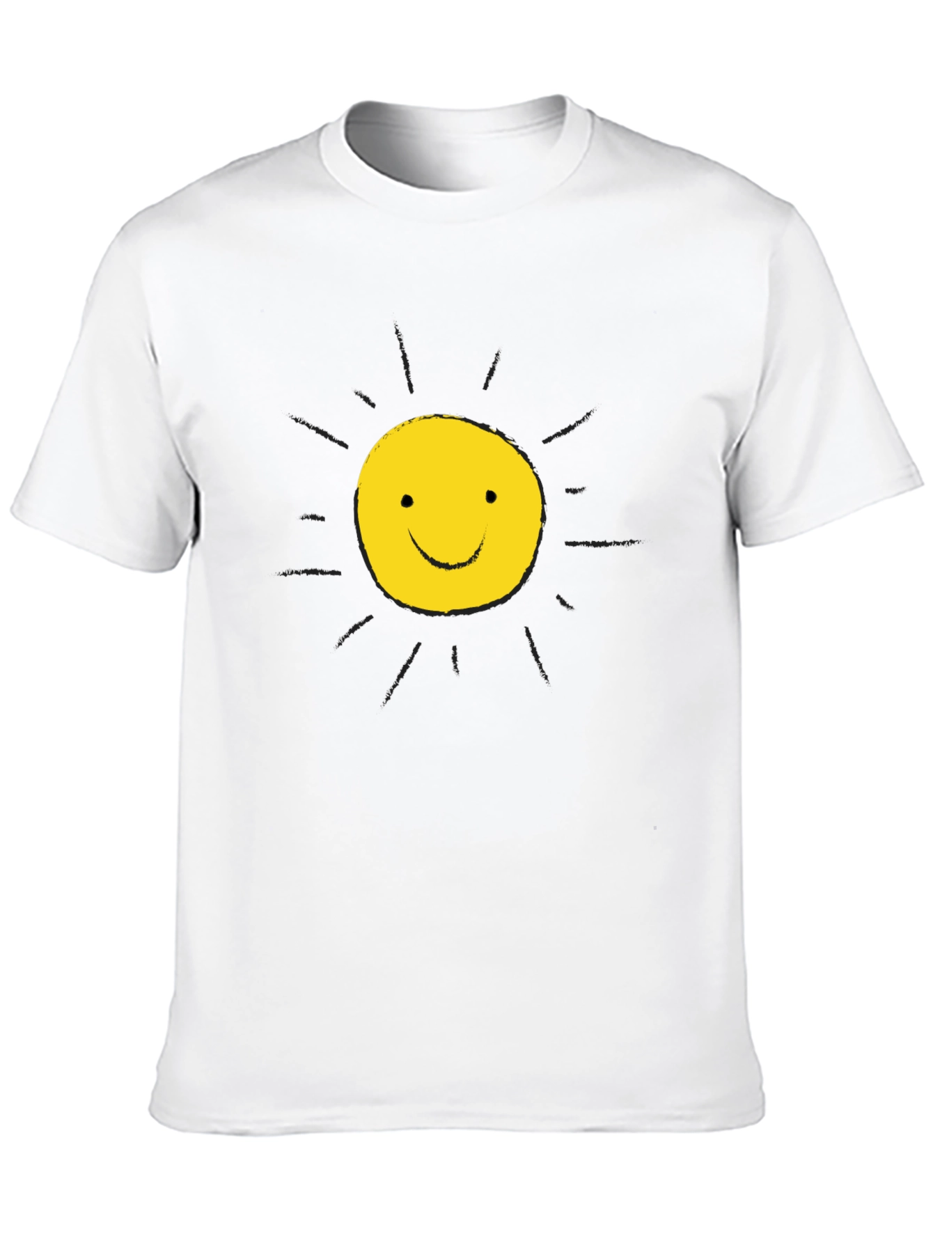 Happy Sun Graphic Tee - Black Cotton T-Shirt
