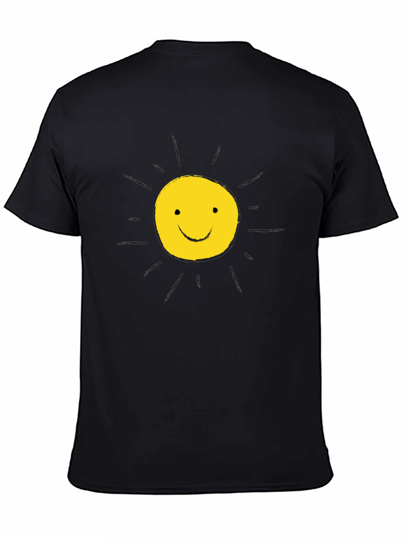 Happy Sun Graphic Tee - Black Cotton T-Shirt