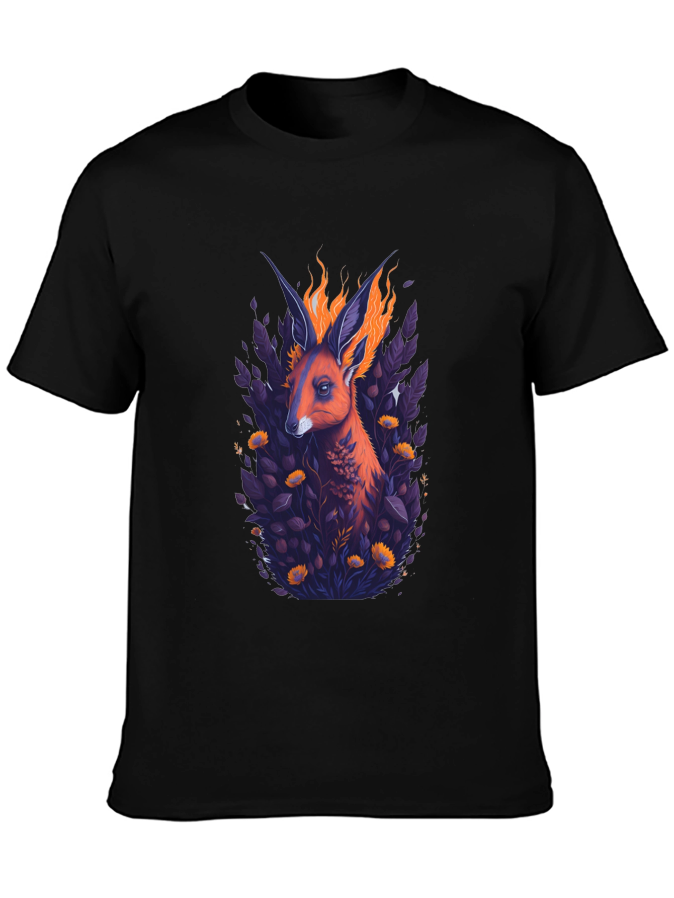 Fiery Fox Graphic Black T-Shirt
