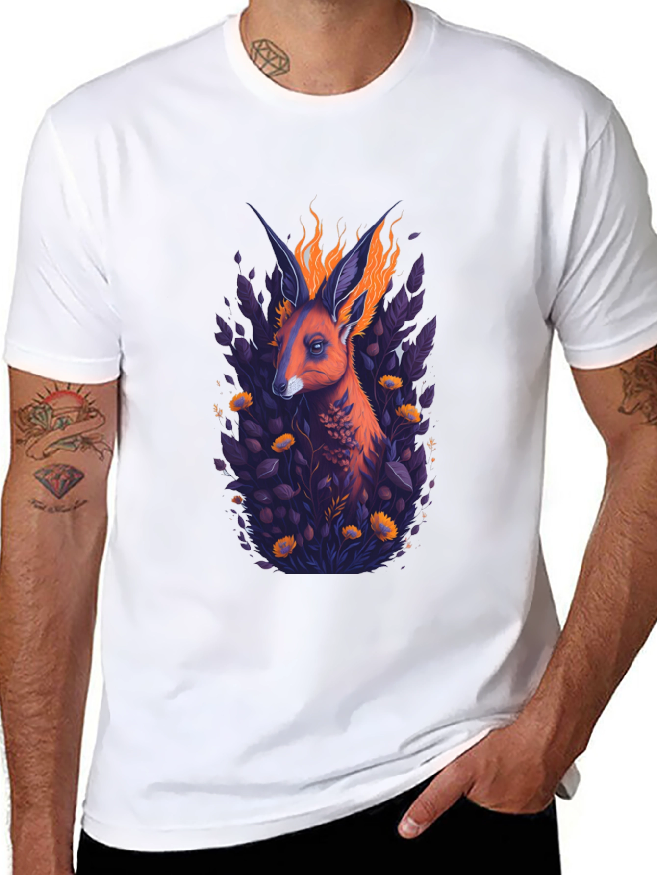 Fiery Fox Graphic Black T-Shirt