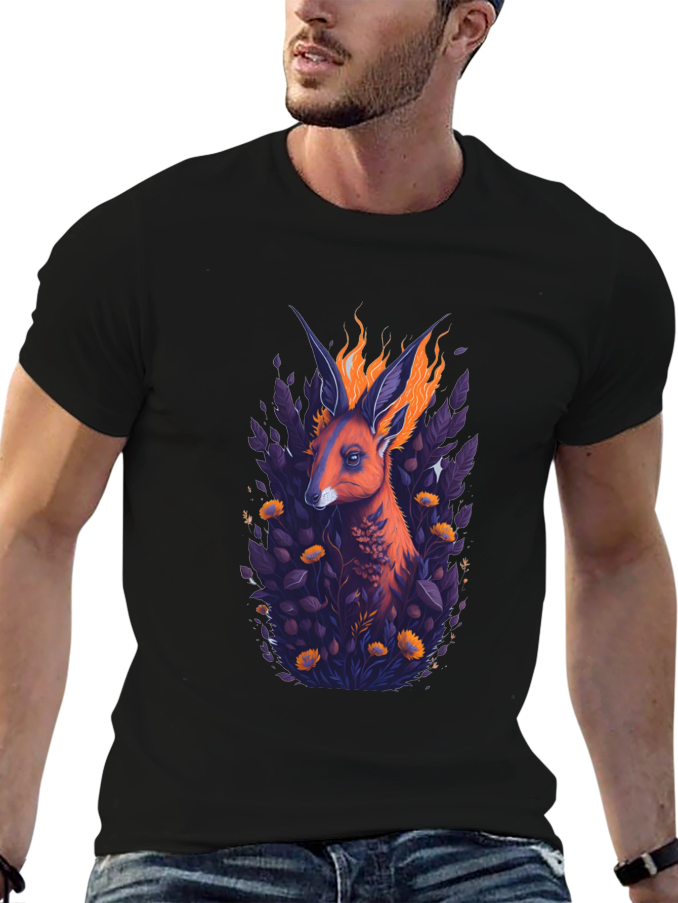 Fiery Fox Graphic Black T-Shirt
