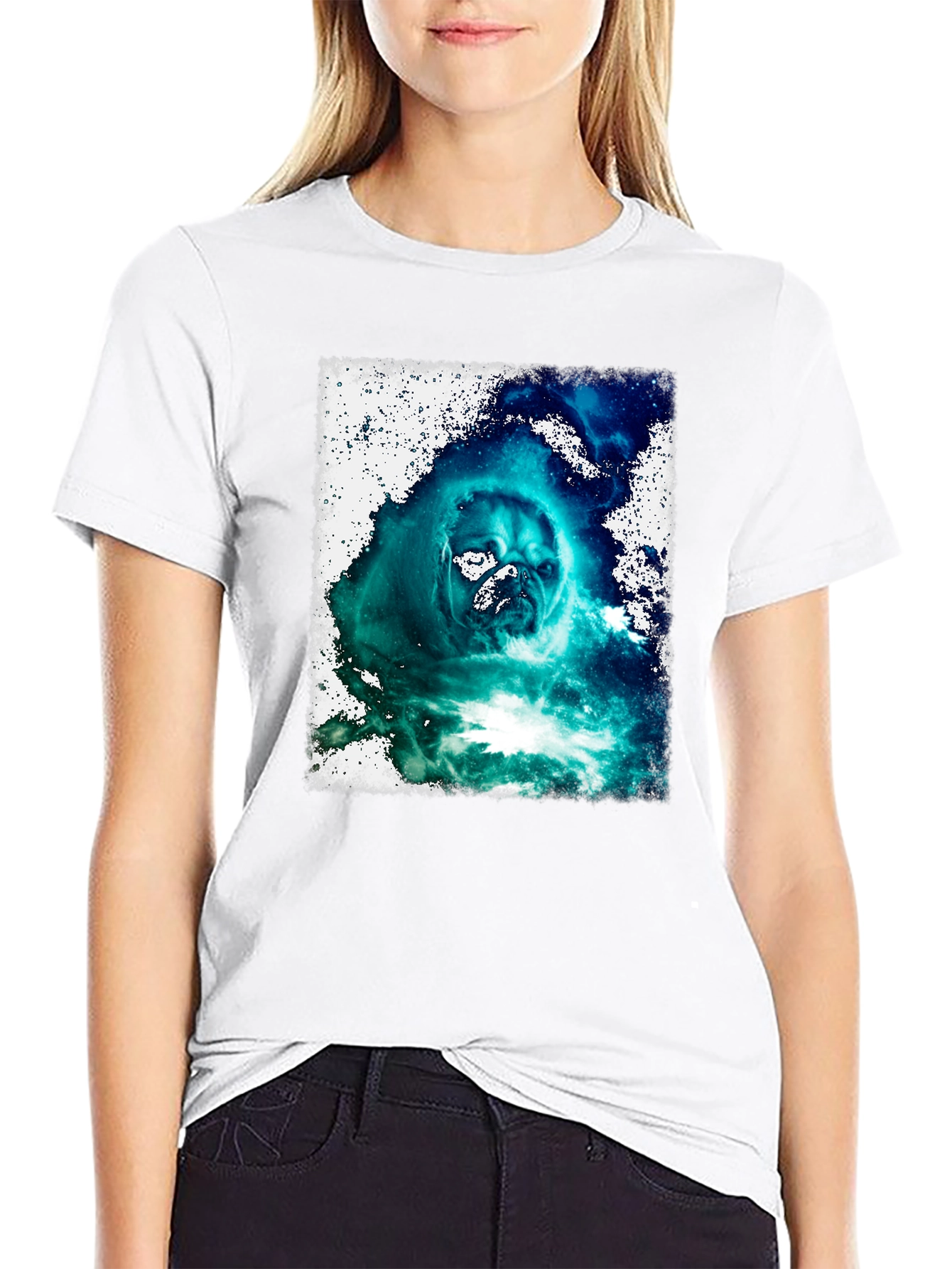 Cosmic Pug Graphic Black T-Shirt